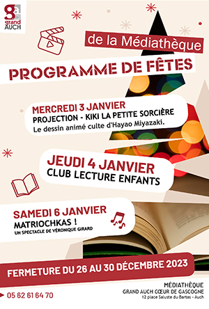 2023 affiche PROGRAMME NOEL MEDIATHEQUE 2