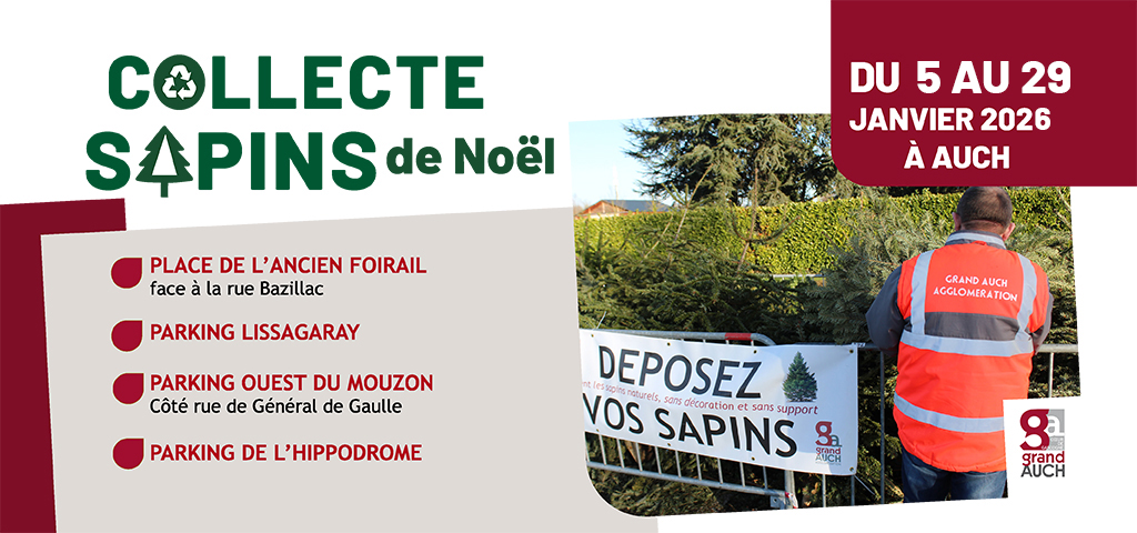 Affiche pour la collecte sapins de Noël janvier en 2026