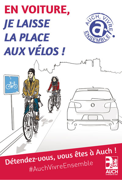 en voiture je laisse la place aux vélos